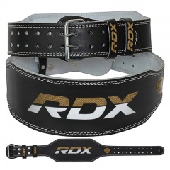 RDX Sports 6'' Leather Weightlifting Support Gym Belt (Black/Gold)